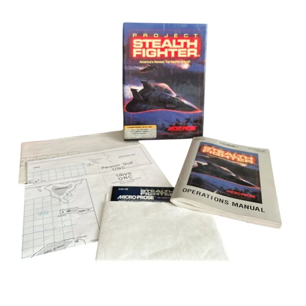 Microprose Project Stealth Fighter for Commodore 64 Manual Maps Original Box
